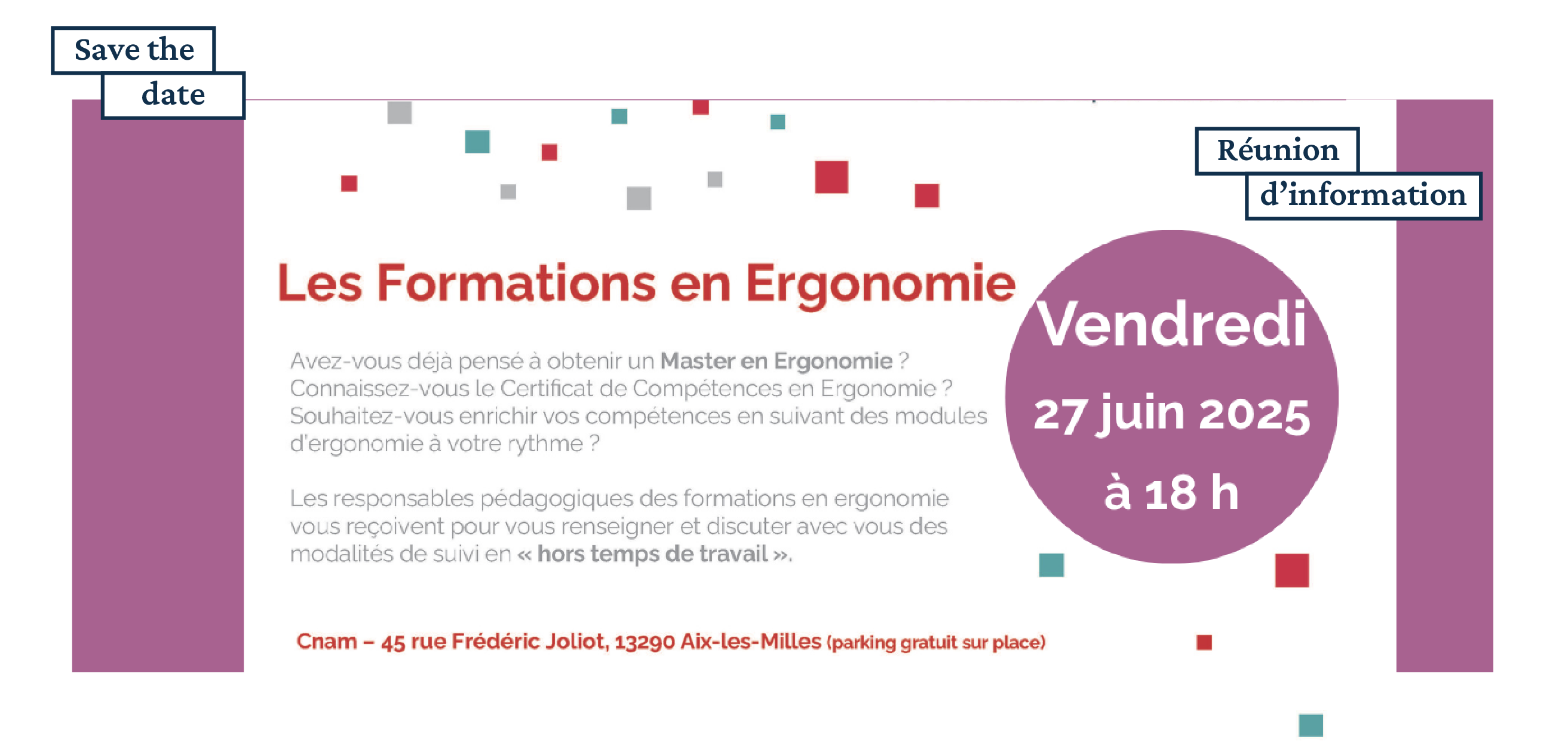 Information collective sur les formations en ergonomie au Cnam Paca le vendredi 27 juin 2025